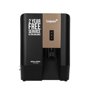 Livpure Allura Prime Water Purifier| No Service Cost for 2 Years - Filters Included | 10 Stage Advanced Purification | RO+UV+UF+Copper+Alkaline | In Tank UV Sterilisation| 7 Ltr|